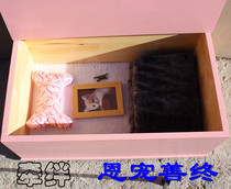 Tie solid wood pet coffin Cat and dog comfort zone Urn Pet funerary supplies Solid wood small coffin