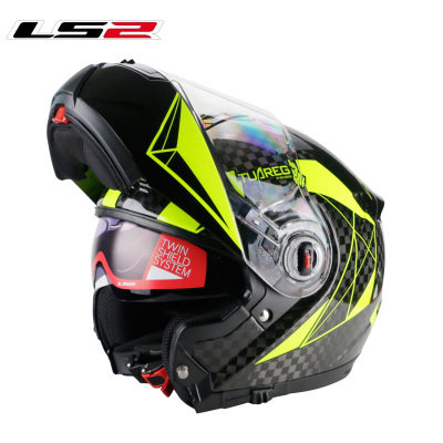 New LS2 helmet FF394 12K carbon fiber hard hat Full Helmet Half Helmet Double Lens Lifting Helmet