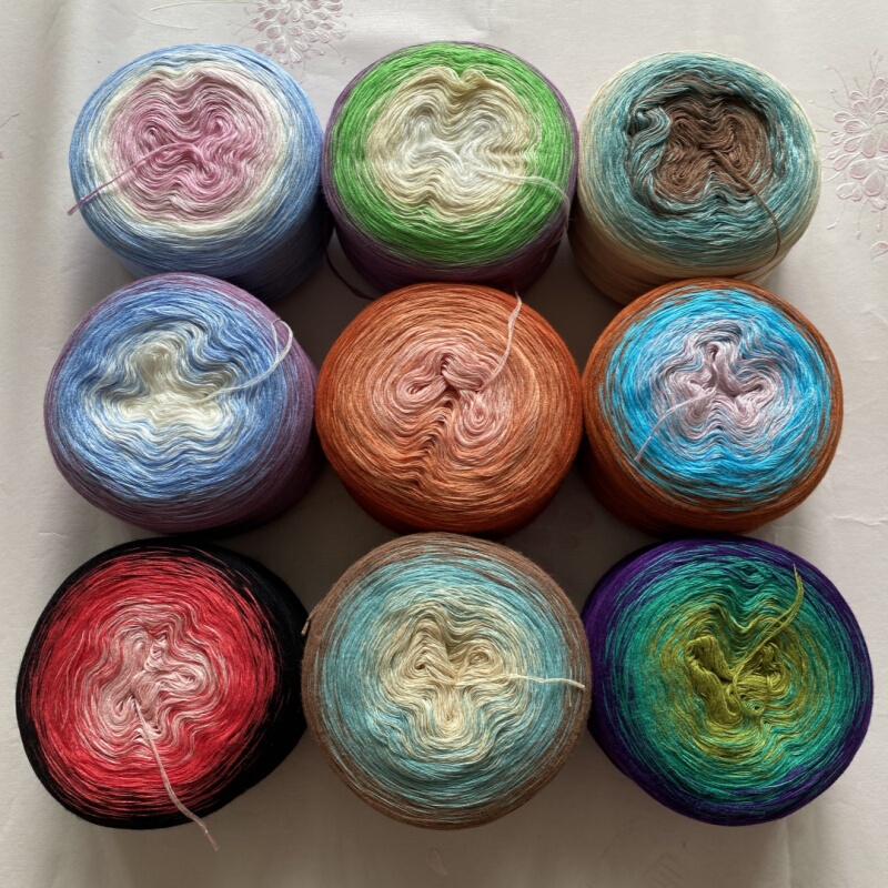 Pure Cotton Cake Yarn Splicing Gradient Dyed Handmade Mercerized Cotton Gradient Weaving Long Gradient Color Shawl Summer Short Sleeves Pure Cotton Cake Yarn Splicing Gradient Dyed Handmade Mercerized Cotton Gradient Weaving Long Gradient Color Shawl Summer Short Sleeves
