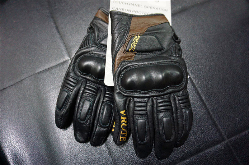 VROTE Motorcycle Gloves V003 retro - leather anti - crash crash - proof locomotive men and women all fingers