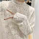 Chic wavy lace embroidered shirt winter bottoming shirt