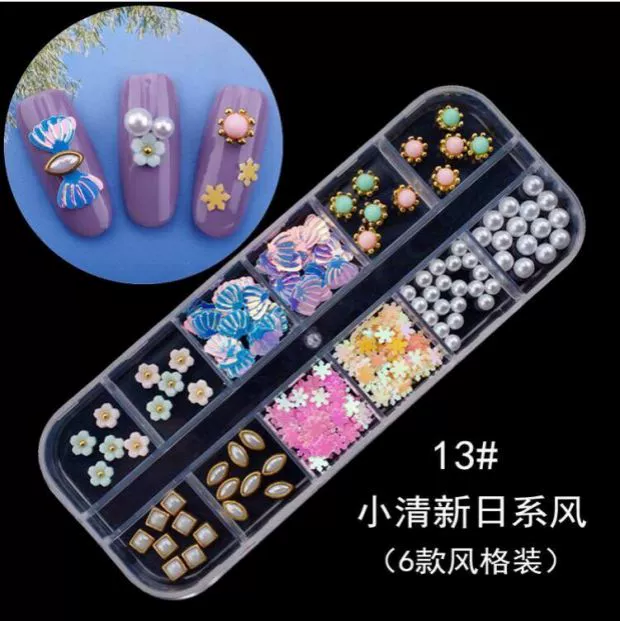 Nail trang sức nghệ thuật thiết lập sao tháng đinh tán kim loại rỗng nhẫn nàng tiên cá ngọc trai sequin pha trộn 12 lưới để gửi công cụ - Công cụ Nail đồ nail cơ bản