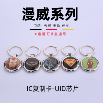 UID epoxy card metal edging IC can be rewritable M1 induction ID access control keychain can be copied elevator card spot