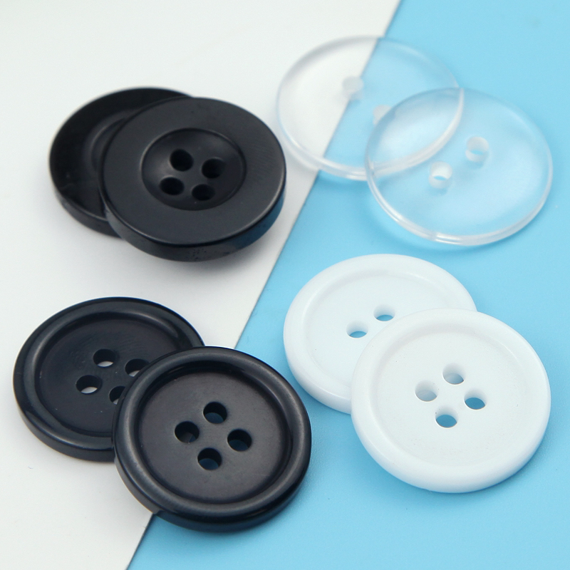 Round Resin Small White Buttons for Shirts, High-End Men's Clothing Buttons, Black Coat Button Accessories