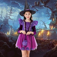 Фиолетовая ведьма Отправить шляпу+сумка для конфет+магический бант+маска