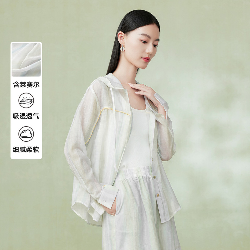 Finity Summer Casual Hooded Long-Sleeved Sexy Slightly See-Through Breathable Skin-Friendly Versatile Slimming Women's Shirt 5313862 Finity Summer Casual Hooded Long-Sleeved Sexy Slightly See-Through Breathable Skin-Friendly Versatile Slimming Women's Shirt 5313862