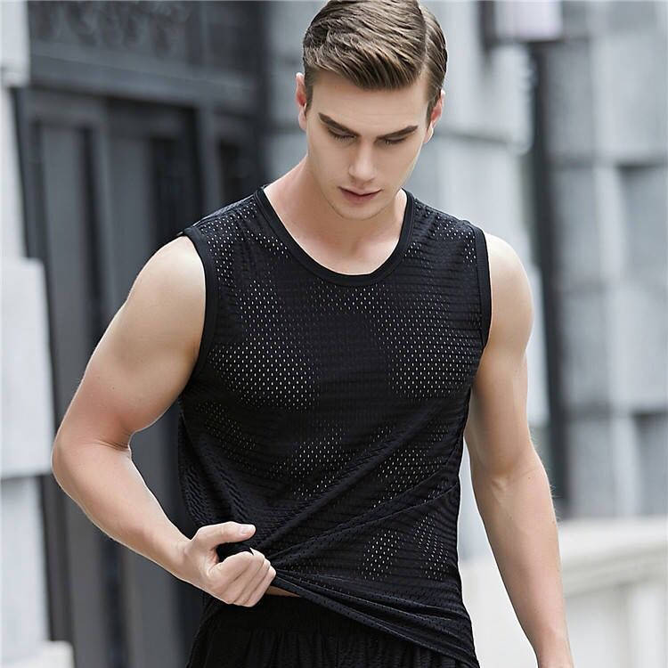 Men's Ice Silk Mesh Breathable Sports Quick-Drying Loose Large Size Thin Mesh Hollow-Out Tank Top Vest for Summer Men's Ice Silk Mesh Breathable Sports Quick-Drying Loose Large Size Thin Mesh Hollow-Out Tank Top Vest for Summer