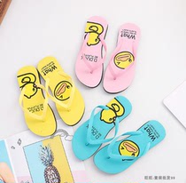 Small Yellow Duck Slippers Netred Cartoon Duck Slippers Couple Herringbone Towing Beach Slippers for men and women clamping foot slippers
