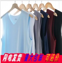 Mens summer vest surges outside wearing bodybuilding dancing disposable vest elastic big code ice silk vest speed dry sport