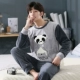 Pyjama mùa đông dày flannel cộng với thanh niên nhung có thể mặc phim hoạt hình san hô lông cừu phục vụ nhà mùa đông