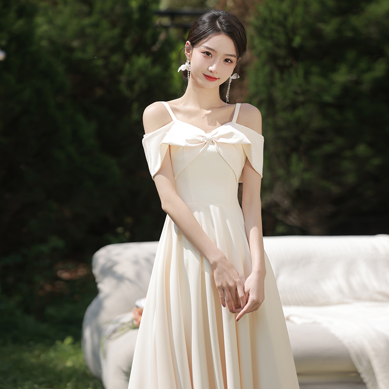  M+Long, champagne color, mid-length  