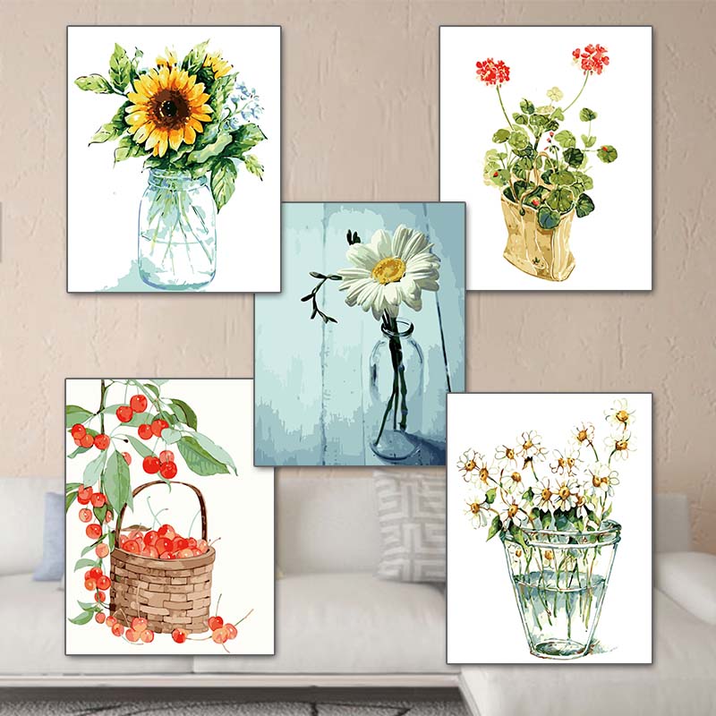 diy digital oil color fill color adult digital handmade drawing bedroom living room small fresh creative decoration painting sunflower