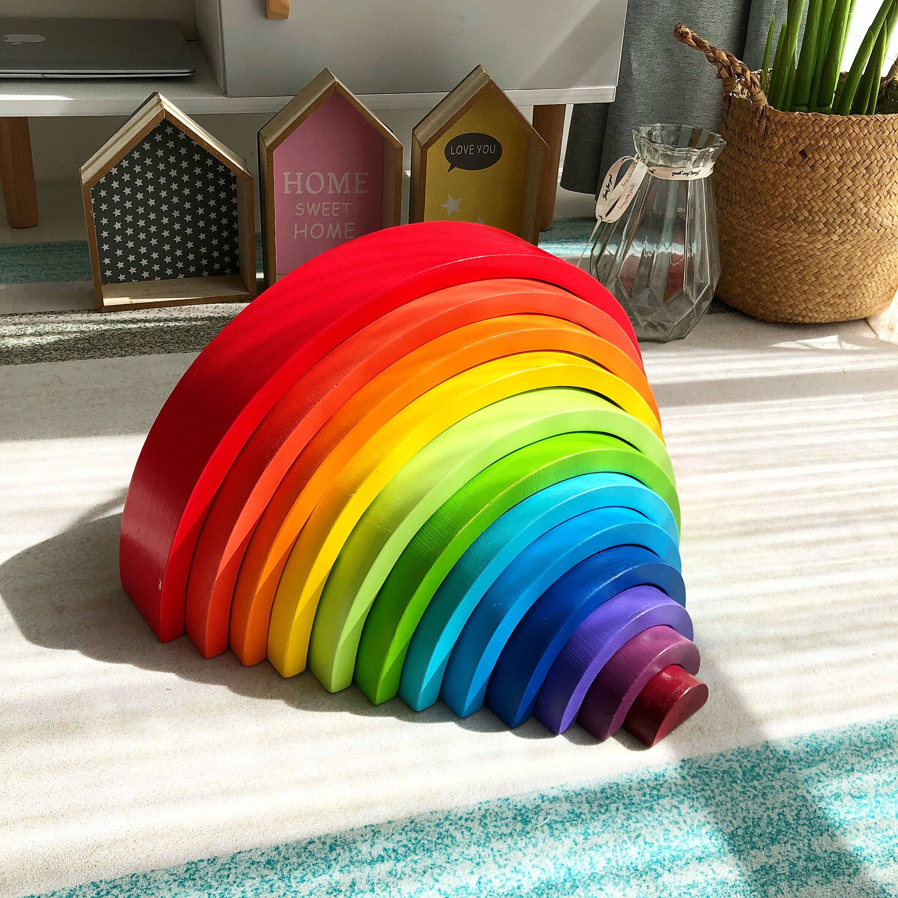 Children's Montessori large rainbow building blocks educational development creative building toys baby 2-3-45 years old early teaching aids