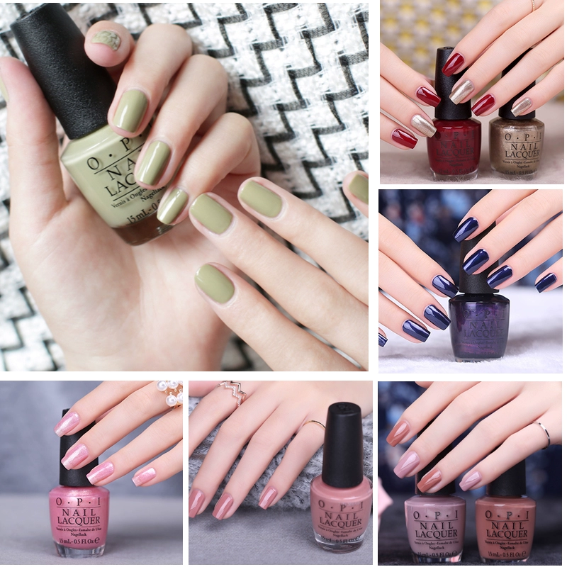 Sơn móng tay OPI chính hãng Xám xanh lục I58 mù tạt xanh nhạt Xám xanh cà phê đậm rượu vang đỏ bền vững - Sơn móng tay / Móng tay và móng chân