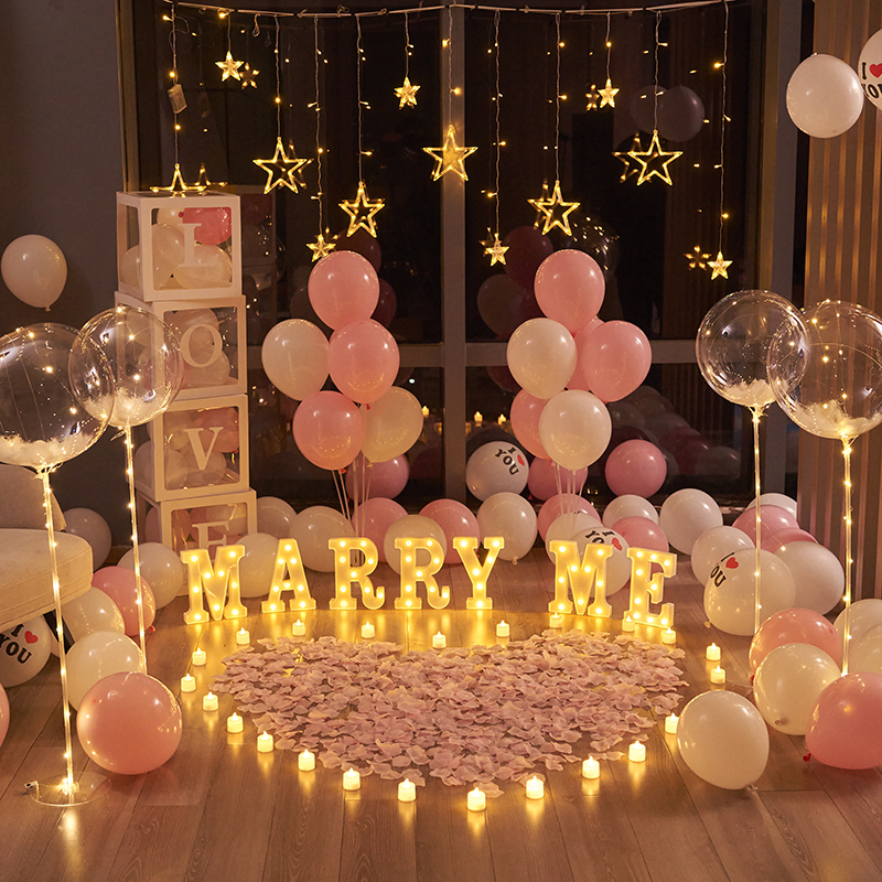 Net Red Court-room Arrangement Props Creative Supplies Bedroom Rooms Simple Balloons Table White Romantic Decoration Package-Taobao