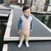 Áo len dệt kim cho bé trai 2018 mới mùa thu chữ V cổ áo phiên bản Hàn Quốc của bé đan vest 3 áo kiểu cho be gái Áo ghi lê