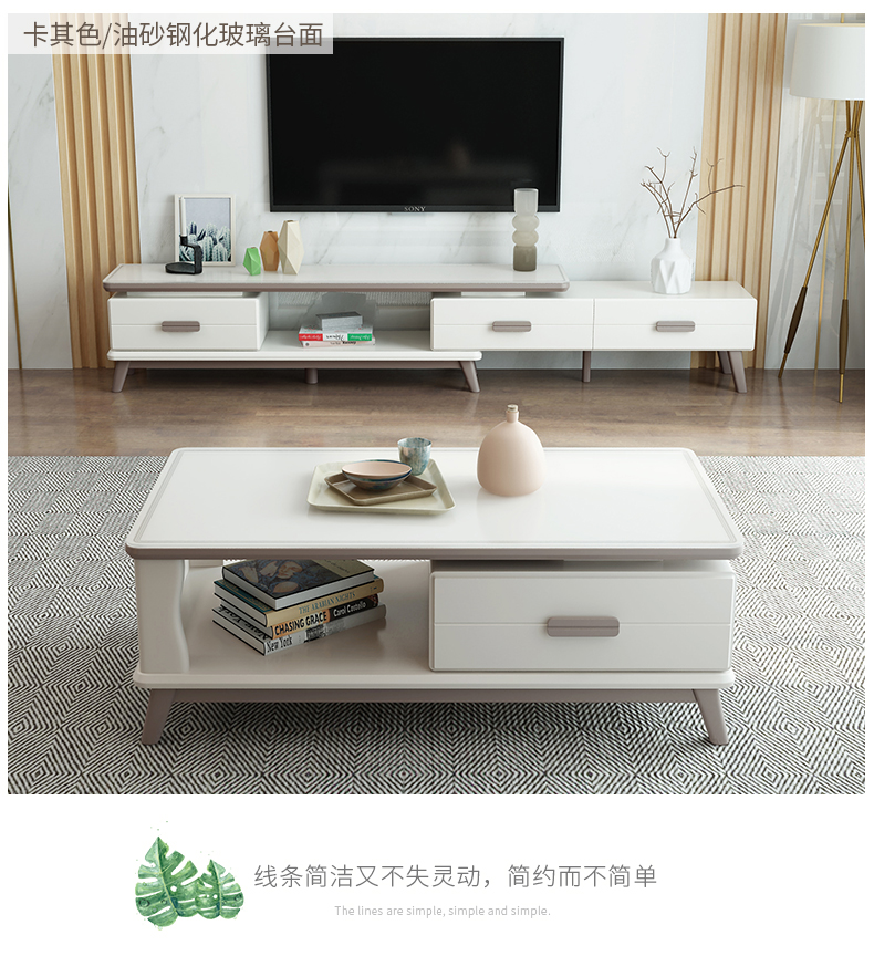 Màu sắc tươi sáng đá cẩm thạch kính cường lực bàn cà phê tủ kết hợp hiện đại tối giản căn hộ nhỏ nội thất tủ lưu trữ kính thiên văn - Bộ đồ nội thất bộ bàn ghế gỗ phòng khách