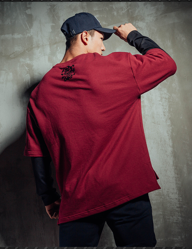 MuscleDog Cơ Bắp Dog Dài Tay Áo T-Shirt Nam 2018 Mùa Thu Giả Hai mảnh Thể Dục Thể Thao Giản Dị Áo Len Áo Thun sweater nữ