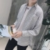 2018 phong cách Hồng Kông mùa thu mới áo sơ mi sọc dài tay nam phiên bản Hàn Quốc của giới trẻ hoang dã áo sơ mi thủy triều Áo