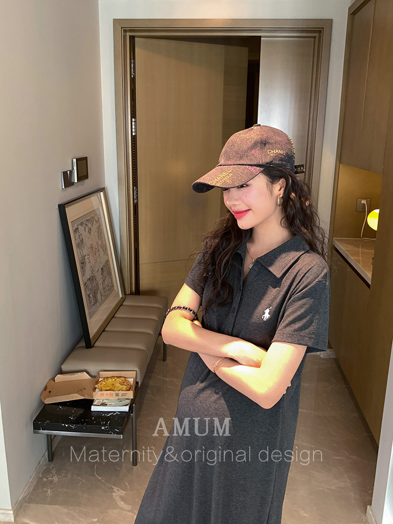 ◆ Amum Maternity Wear ◆ Elegant Lazy Dress~Polo Collar Casual Dress, Slimming and Flattering for Petite Pregnant Women. — 21