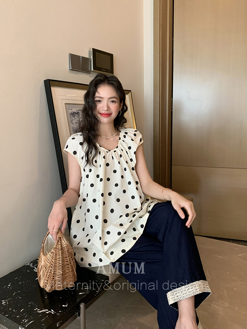 ◆AMUM孕妇装◆夏薄款裤子~透气休闲裤长裤抽绳显瘦阔腿裤孕妇裤 — 43