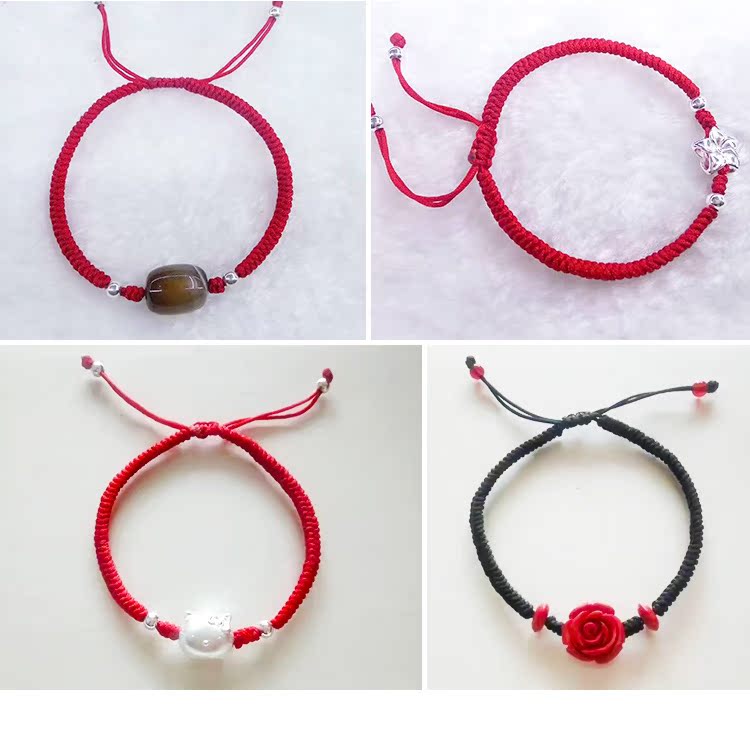 Số 72 dây ngọc bện dây đỏ dây đeo vòng chân trang sức dòng đính cườm dòng vòng tay dây bện mặt dây buộc dây Trung Quốc - Vòng chân lắc chân
