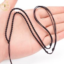 Handmade four-strand woven pendant lanyard mens and womens red and black neckline Jade safe buckle gold simple pendant rope