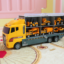 Large childrens container toy car combination boy alloy fire truck car set engineering excavator storage