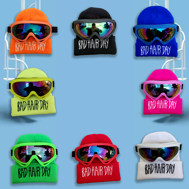 Children's costumes hip-hop hip-hop handsome seven-color handsome windshield glasses cool wool knitted hat accessories