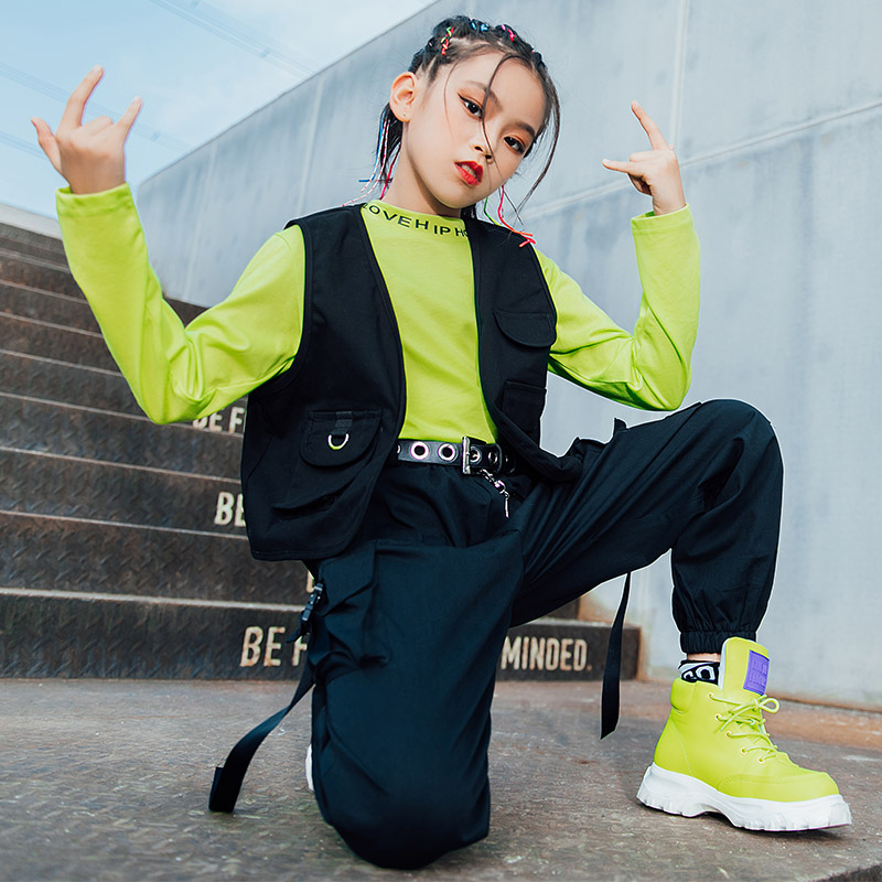 Children's costumes, children's street dance suits, hip-hop hiphop pocket tooling vests, girls' jazz dance costumes