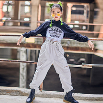 Girl Jazz Dance Dress Hiphop Street Dance Suit Children Black Dew Navel Practice Dance Suit Girl Hip Hop Tide