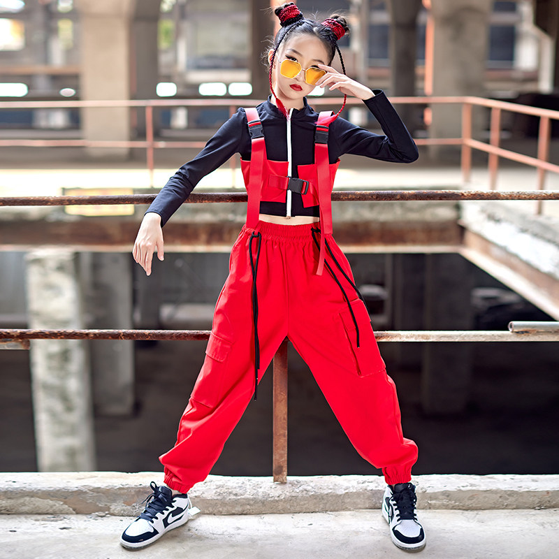 Net red girl jazz dress autumn and winter fashion girl hip hop children street dance suit tide walking cool