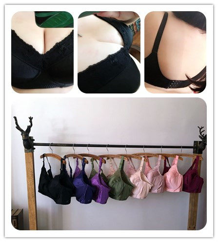 Glossy Embroidered Edge Large Size Bras With Steel Rings Wide Bottom Girth Fat MM Bra 80-110BCDEFG