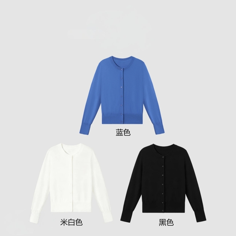 【Cloudy Softness】Autumn French-Style Round Neck Long-Sleeve Thin Knit Cardigan Klein Blue Small Jacket for Women
