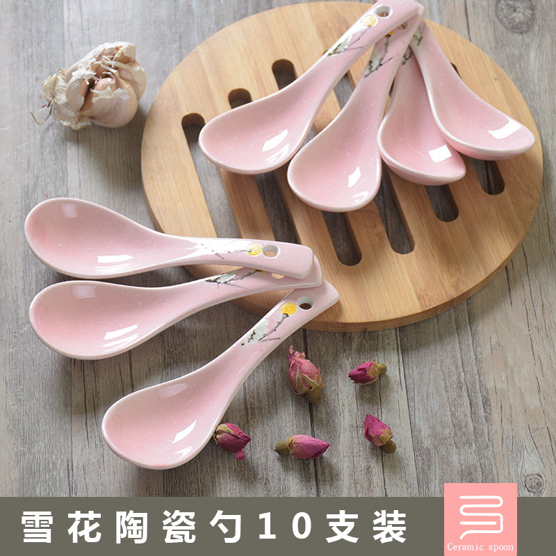 Ceramic spoon Japanese underglaze color eating spoon pastoral hipster spoon dining room home Net red spoon creative