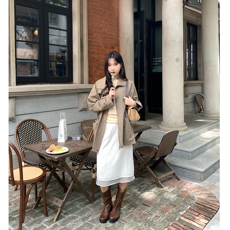 Ahui Autumn New Mid-Length Waist-Tightening Drawstring Zipper Simple Trench Coat for Women, Group Purchase Limited to 1 Ahui Autumn New Mid-Length Waist-Tightening Drawstring Zipper Simple Trench Coat for Women, Group Purchase Limited to 1