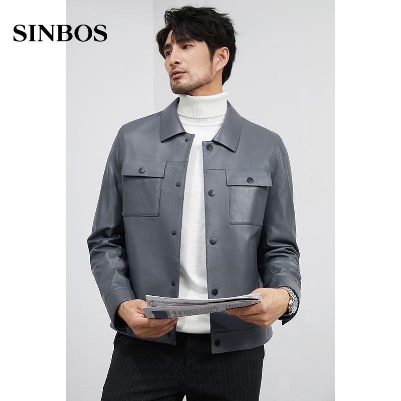 (special price) genuine leather leather clothing male short-turned-collar jacket Spring-autumn new sheep leather slim fit for a casual jacket