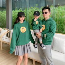 Baby climbing clothes parent clothes family of three and four family spring 2021 new tide Korean long sleeve hooded vests