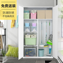 White balcony cabinet large capacity storage cabinet storage cabinet home steel wardrobe with lock moisture-proof sunscreen