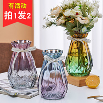 Hipster frosted glass vase European ins flower arrangement dried flower hydroponic rich bamboo Lily living room ornaments flower Ware