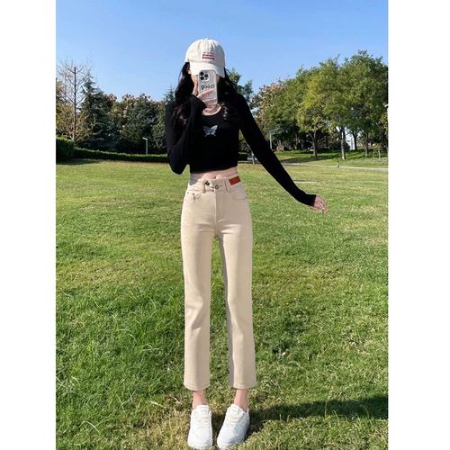 Флисовые хаки демисезонные джинсы, штаны, свободный прямой крой, высокая талия, подходит для подростков