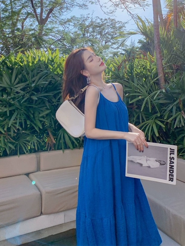 Летнее платье-комбинация, длинная юбка, платье, коллекция 2023, яркий броский стиль, из хлопка и льна, свободный крой