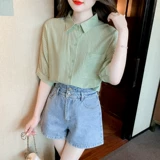 Летняя шифоновая рубашка, модная футболка, коллекция 2023, городской стиль, в западном стиле, короткий рукав