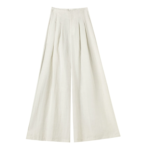 Юбка, тонкие шелковые штаны, костюм, из хлопка и льна, свободный крой