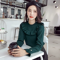 Mùa thu mới phiên bản Hàn Quốc của chiếc áo tự xù xù đính cườm áo len chạm đáy áo len nữ mùa đông trùm đầu áo len ngắn áo len croptop