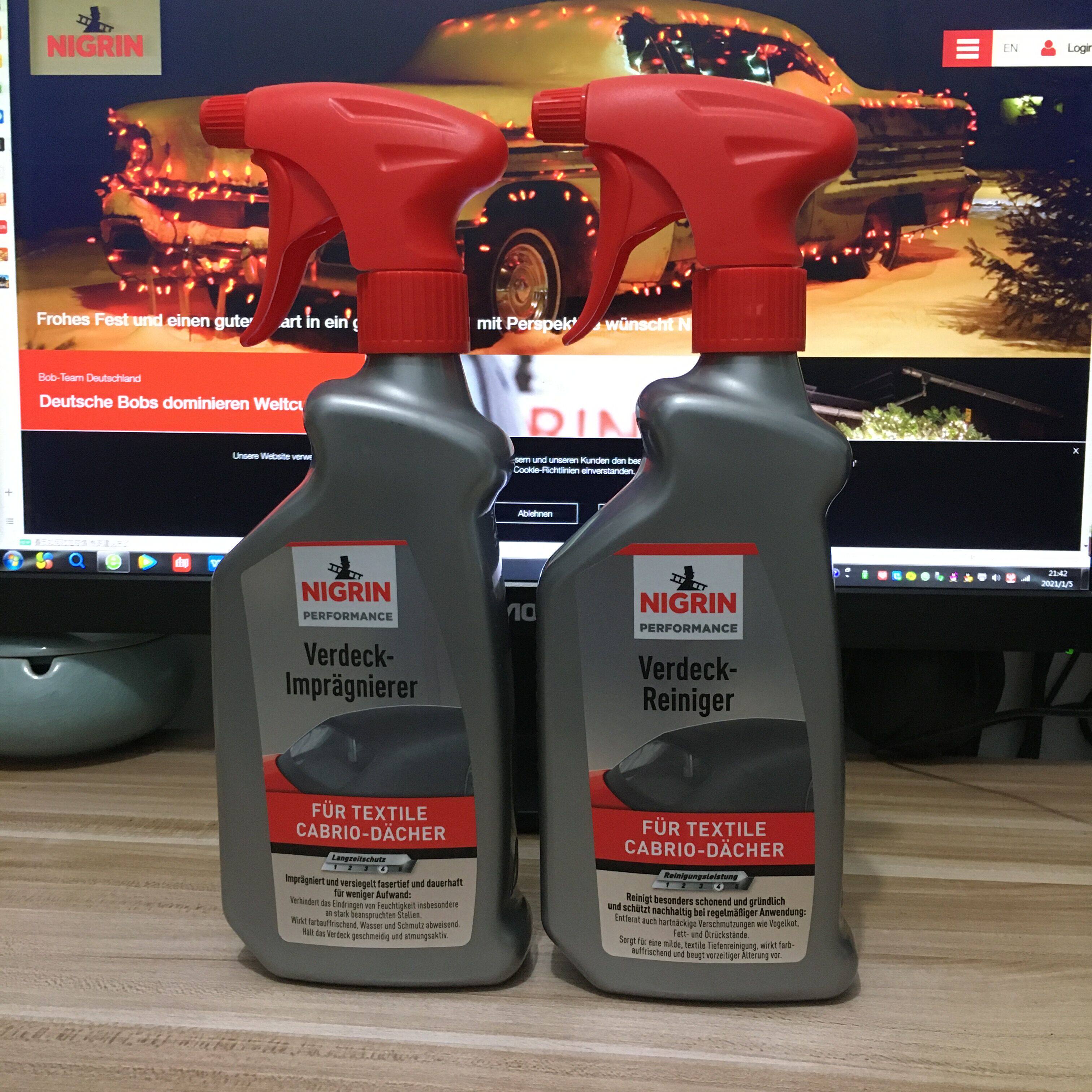 German original imported NIGRIN Soft top convertible top caravan cleaning waterproof upper light care agent fabric coating