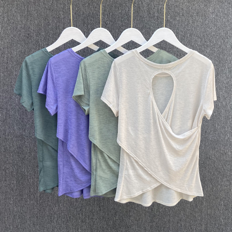Iuiu Yogo Beautiful Back Yoga Clothes for Women, Breathable Sports Tops, T-Shirts, Loose Running, Pilates, Fitness Short-Sleeved Summer Iuiu Yogo Beautiful Back Yoga Clothes for Women, Breathable Sports Tops, T-Shirts, Loose Running, Pilates, Fitness Short-Sleeved Summer