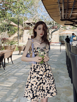Liu Sansan three summer new French Platycodon grandiflorum skirt super fairy sweet high waist thin Daisy suspender dress