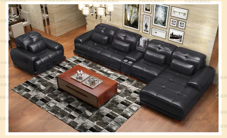 sofa da kết hợp phòng khách da bò dày căn hộ nhỏ tối giản đồ nội thất giản dị phong cách hiện đại - Ghế sô pha