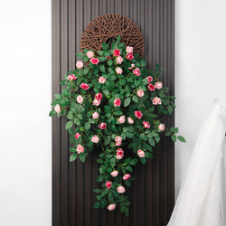 Simulated rose vine bionic wall blocking wall hanging wall decoration green plant artificial flower rattan wall hanging flower hanging flower